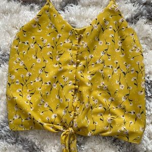 White and Yellow Floral Tank Top